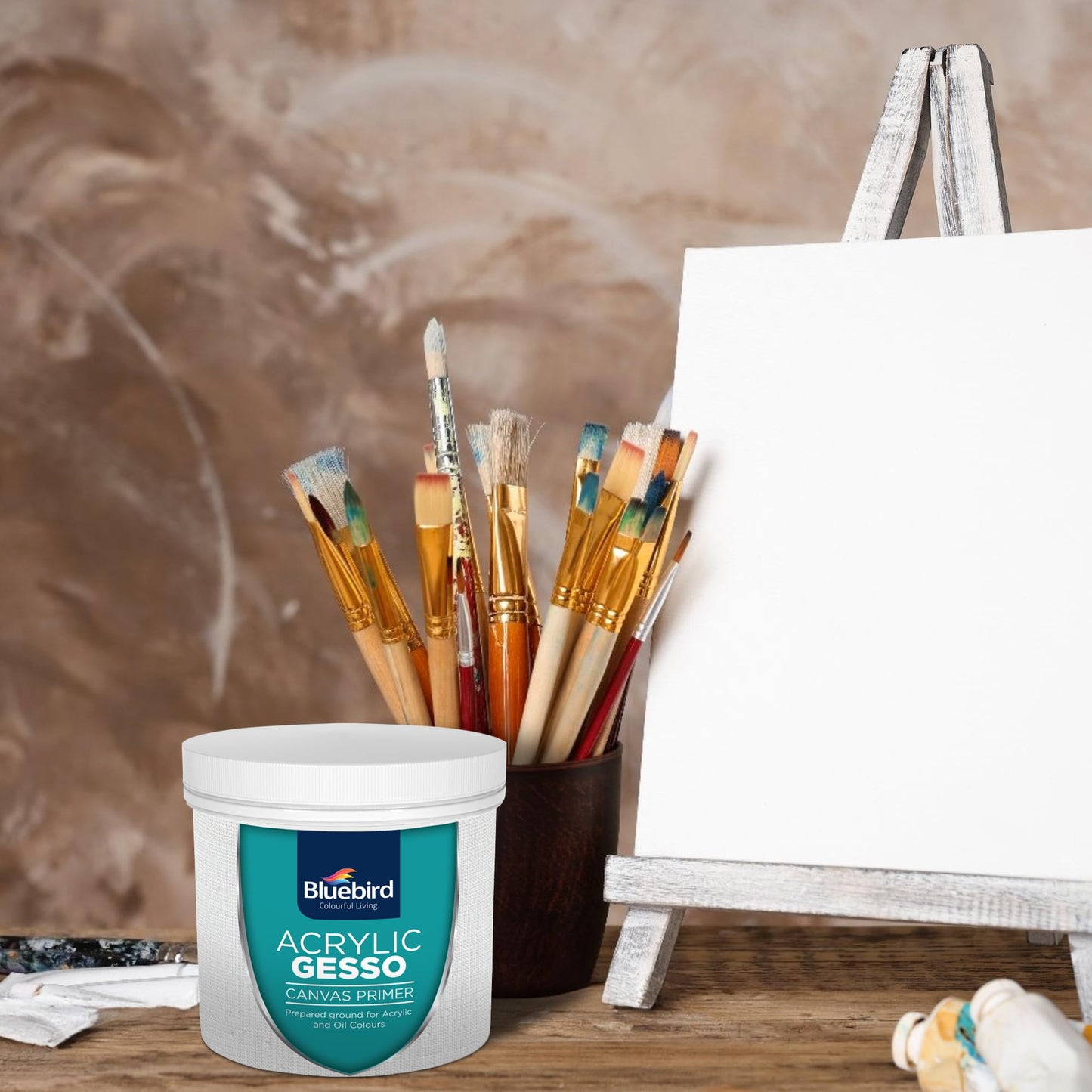BLUEBIRD Heavy Gesso Primer for Acrylic Painting, Gesso Surface Prep Medium for Acrylic Paint and Oil Paint (White, 28.2 Oz)