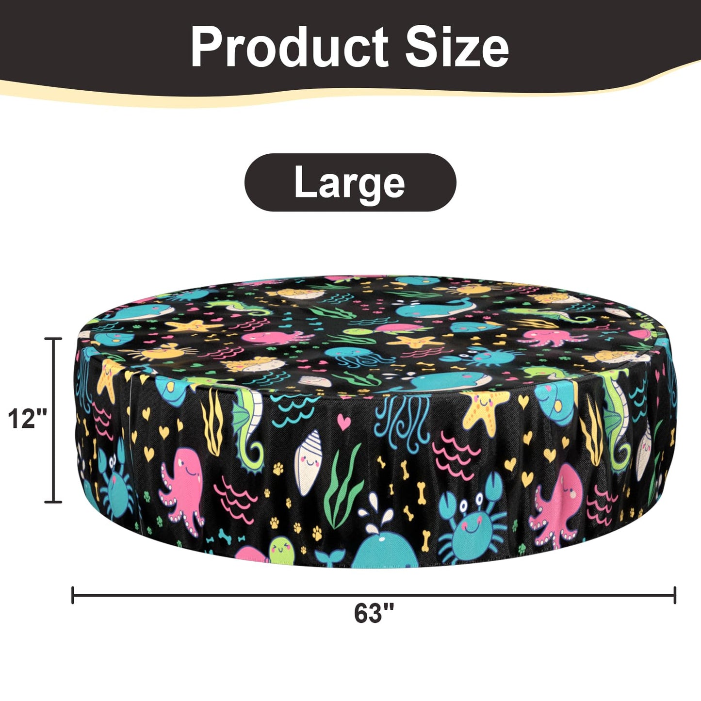 Ladadee Foldable Round Dog Swimming Pool Cover, for 32 "/63“/48” Collapsible Outdoor Tub, PVC Coating Waterproof and UV Protection, Leakproof Washable Kiddie Pet Small Paddling Bath Accessories