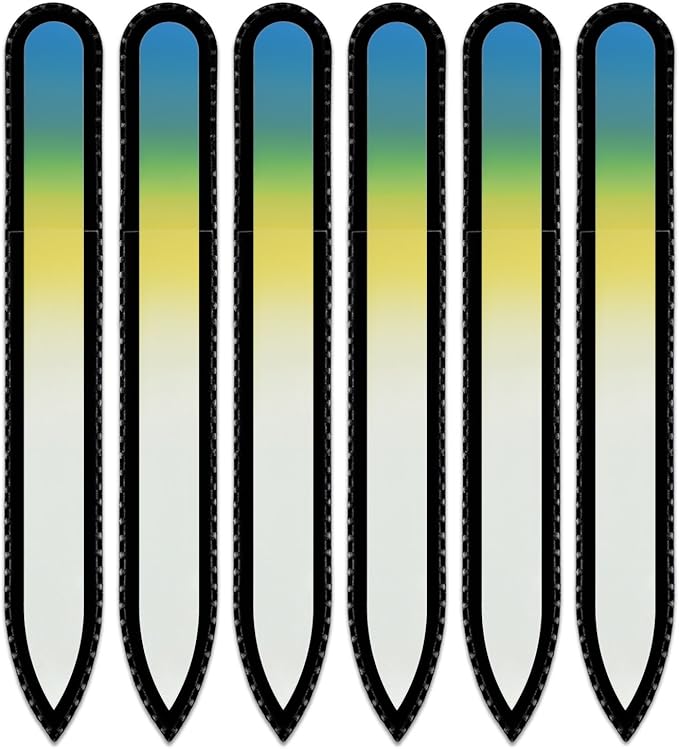 Mont Bleu Rainbow Crystal Nail File in Black Pouch - Czech Tempered Glass - Handmade in Bohemia (Czech Republic)