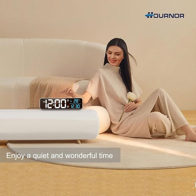 Hournor Digital Clock for Bedroom, Digital Wall Clock for Living Room Decor, Desk Table Clocks, Digital Clock Large Display, Bedroom Smart Alarm Clock for Office White Blue