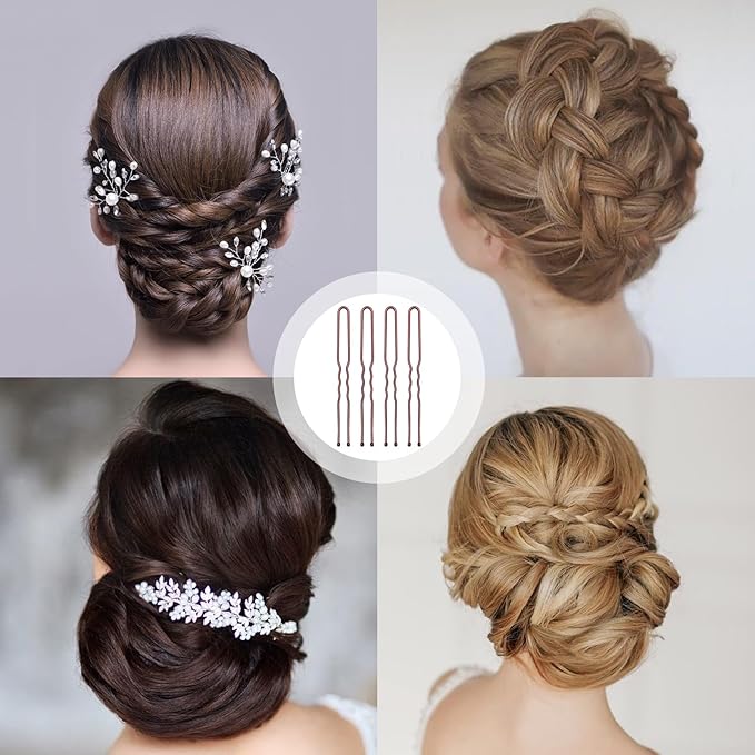 U Shaped Heavy Duty Hair Pins for Buns, 100 PCS 2.8" Brown Hair Pins for Women Hair Styling with Thick Hair