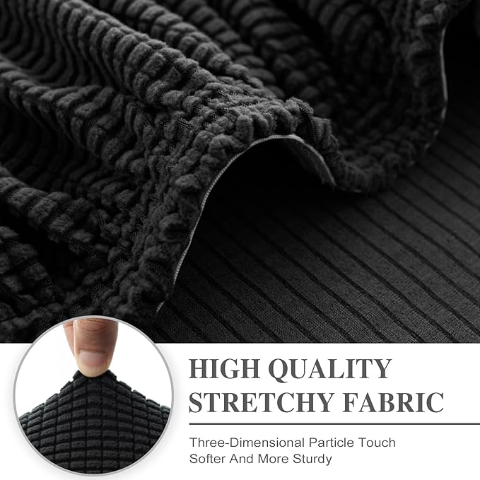 Couch Cushion Cover Loveseat Cover or 2 Seat Sofa Cover Washable Stretch Sectional Sofa Slipcover(1 Piece for Loveseat or Sofa 2-Seater, Black)