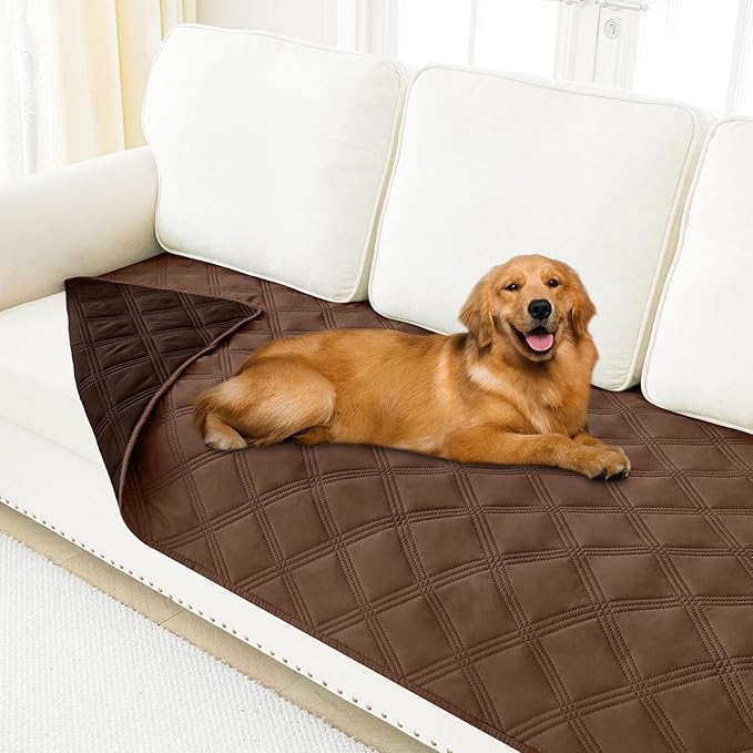 Smiry Waterproof Dog Bed Cover Blanket 40x70, Soft Reversible Pet Blanket, Washable Leakproof Cats Dogs Couch Cover for Sofa, Couch, Furniture, Brown/Chocolate