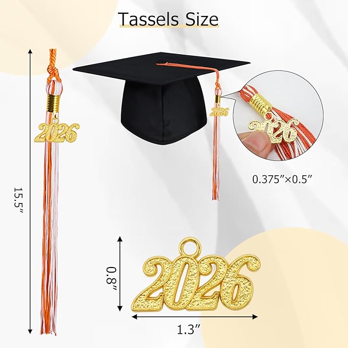 GraduationMall Single&Multiple Color Graduation Tassel with 2026 Year Charm 9"