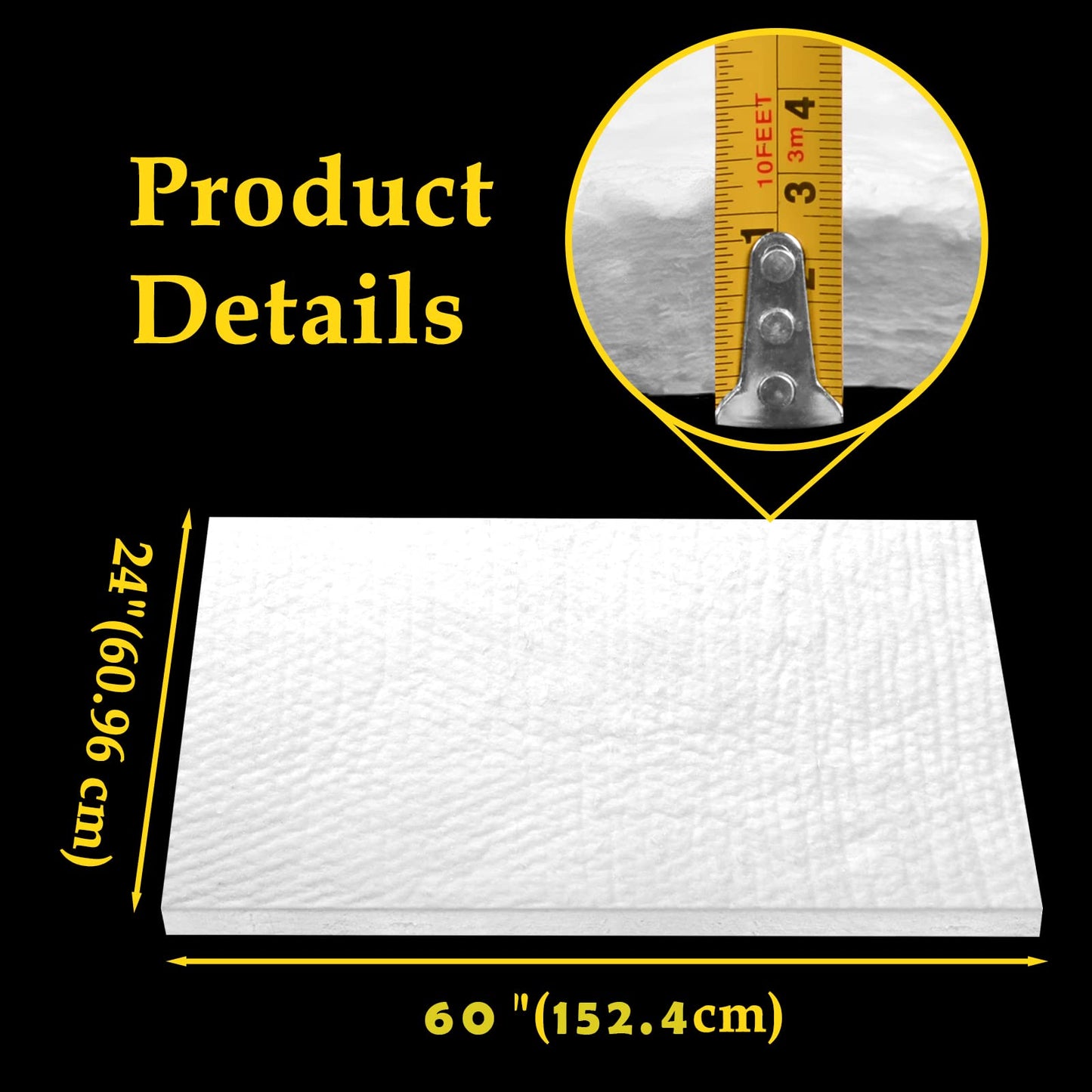 60" x24" x1" (Thick) Ceramic Fiber Blanket Fireproof Insulation Baffle Rated to 2400F, High-Temperature Resistance for Oven Stoves, Kilns, Forges