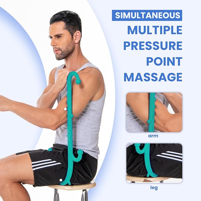 Deep Tissue Back & Neck Massager - Back Massager Stick for Pain Relief, Muscle Knot Remover, Trigger Point Massage Tool for Full Body, Shoulders, Legs - Pressure Point Massage Tool