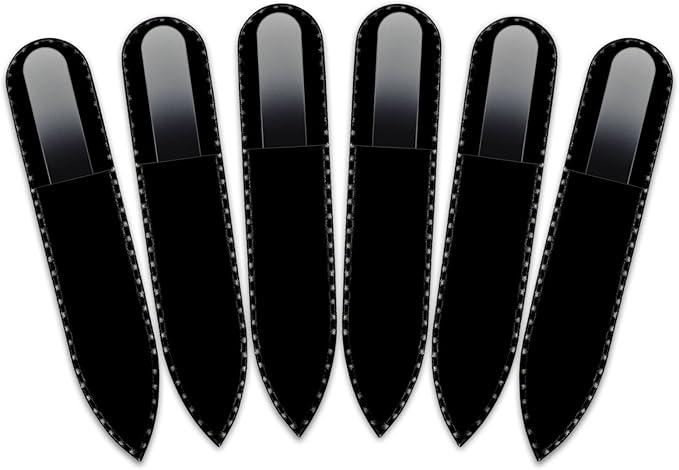 Mont Bleu Rainbow Crystal Nail File in Black Pouch - Small/Purse Size - Czech Tempered Glass - Handmade in Bohemia (Czech Republic)