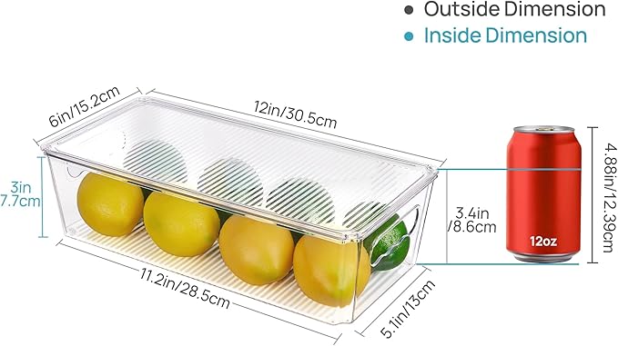 Vtopmart 10pcs Clear Organizers and Storage Bins with Lids, Stackable Plastic Storage Containers with Handles for Fridge, Freezer, Pantry, Cabinet, Kitchen Organization