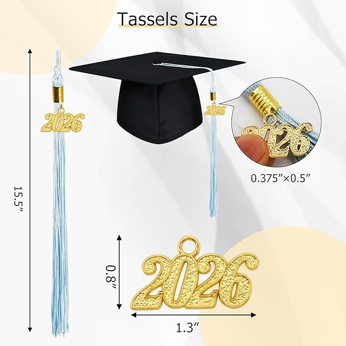 GraduationMall Single&Multiple Color Graduation Tassel with 2026 Year Charm 9"