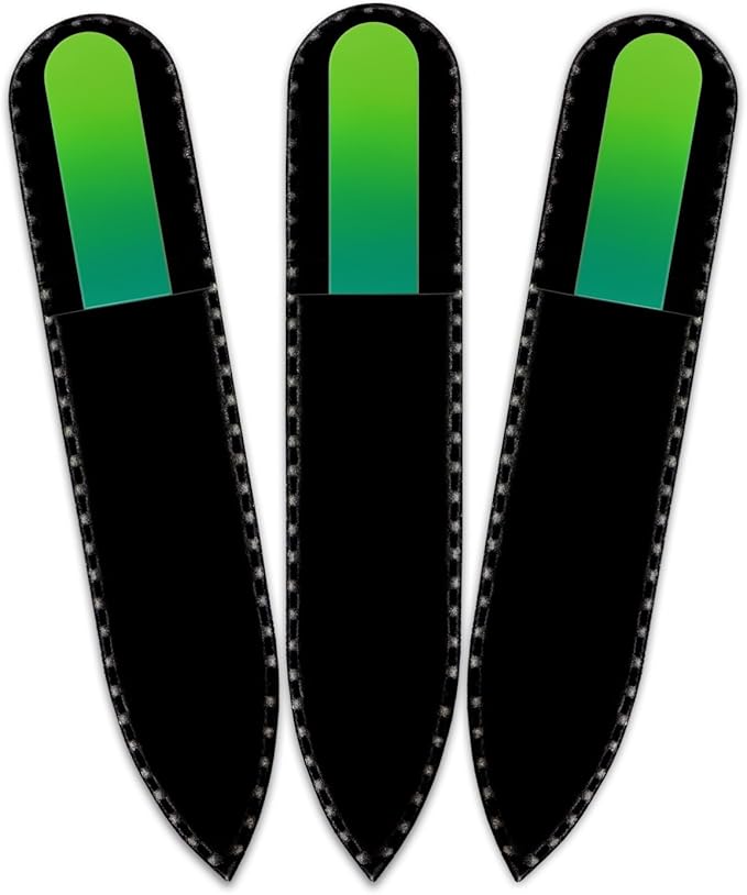 Mont Bleu Rainbow Crystal Nail File in Black Pouch - Small - Purse Size - Czech Tempered Glass - Handmade in Czech Republic - Your Nail Health in Your Hands