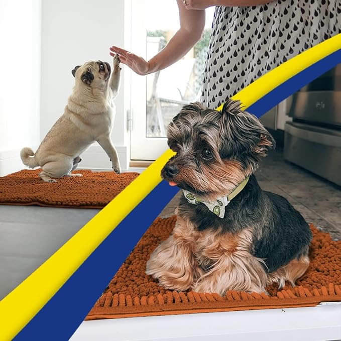 Muddy Mat® | Super Absorbent Door Mat Indoor, Microfiber Quick Dry Chenille Entryway Rug, Non-Slip Front Door Mat, Indoor Mats for Entryway, Machine Washable Pet Rug, Orange 36" x 120"