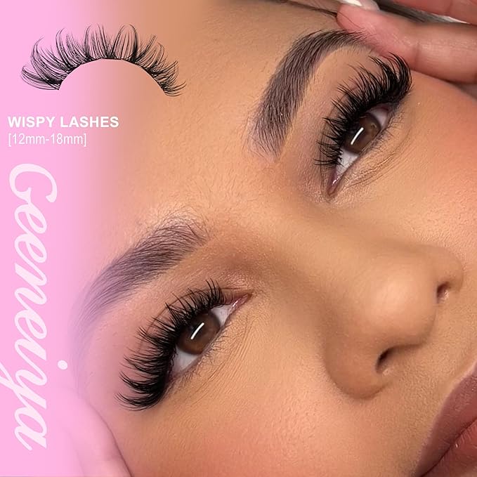 Geeneiya MERMAID Lash Clusters, 10-18MM Wispy Eyelash Clusters, D Curvature Natural Cluster Lashes for Beginners, Waterproof Cluster Eyelash Extensions DIY Lashes (Not Kit)