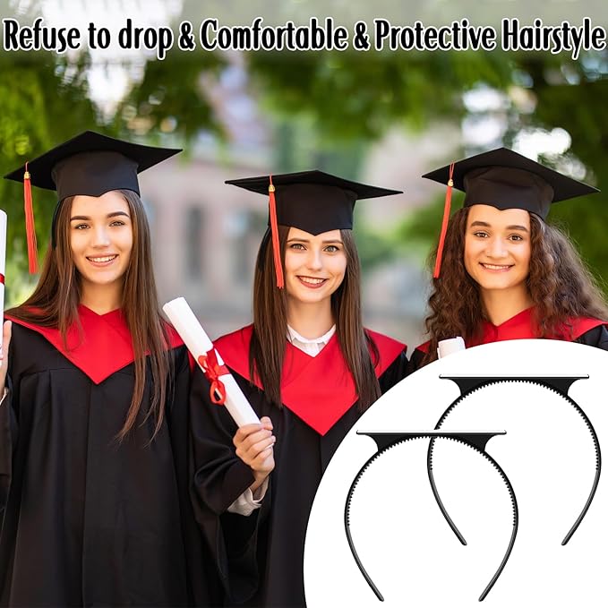 Phoncoo 2 Pack Graduation Cap Headband, Upgrade Grad Cap Headband Insert - Secures Your Graduation Caps and Keeps Hairstyle