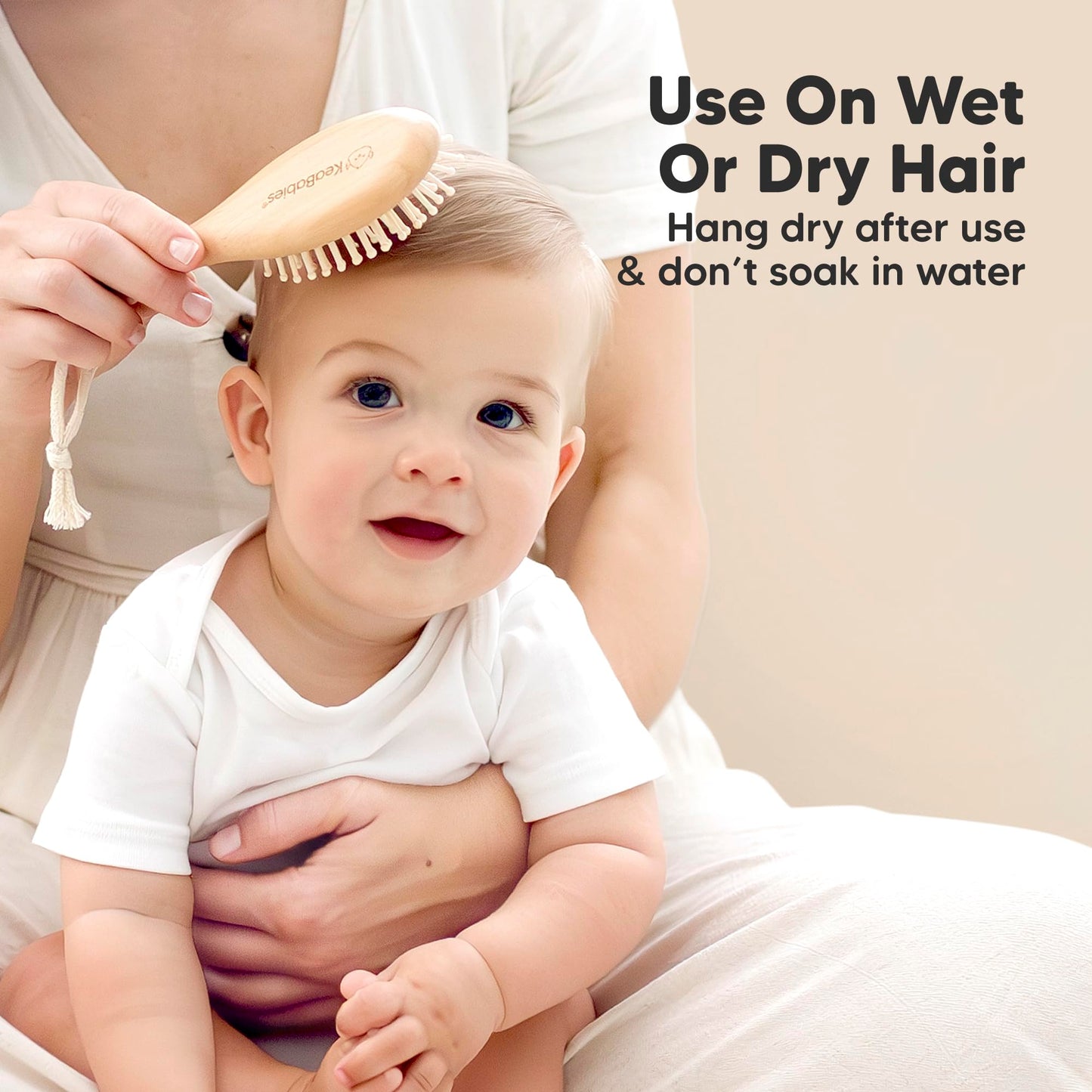 Baby Hair Brush Set for Newborns - Soft Goat Bristle Wooden Baby Brush and Comb Set Newborn Grooming Kit for Cradle Cap, Durable & Gentle, Boy, Girl Infant Essentials Care Kit (Regular, Walnut)