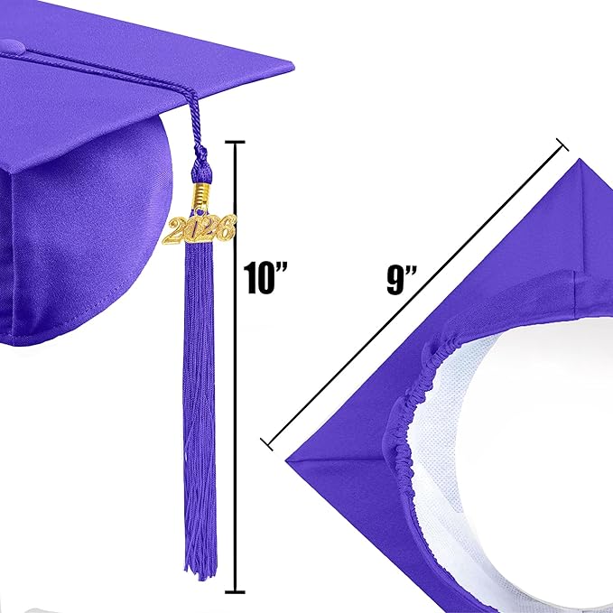 Graduation Cap with 2026 Tassel Year Charm Black Graduation Cap for High School & Bachelor