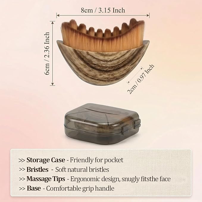 Lymphatic Contour Face Brush - Soft Bristles Manual Lymphatic Drainage Massager Makeup Brushes, Ergonomic Facial Cleansing Brush for Sculpting Reduces Puffiness Restores Definition