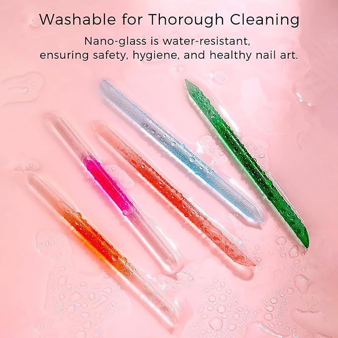 JERCLITY 3 Pieces Double-Ended Glass Nail Files Cuticle Pusher Cuticle Stick Set Nano-Frosted Nail Polished Crystal Glass Rod Manicure Pedicure Pusher Tools(Blue/Purple/Rose Red)
