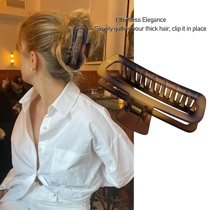 Hair Claw Clips 5 Inch Unbreakable Extra Large Square Rectangle Matte XL Claw Clip Clamp Neutral Colors for Thick Curly Long Hair Women - 2 Pack