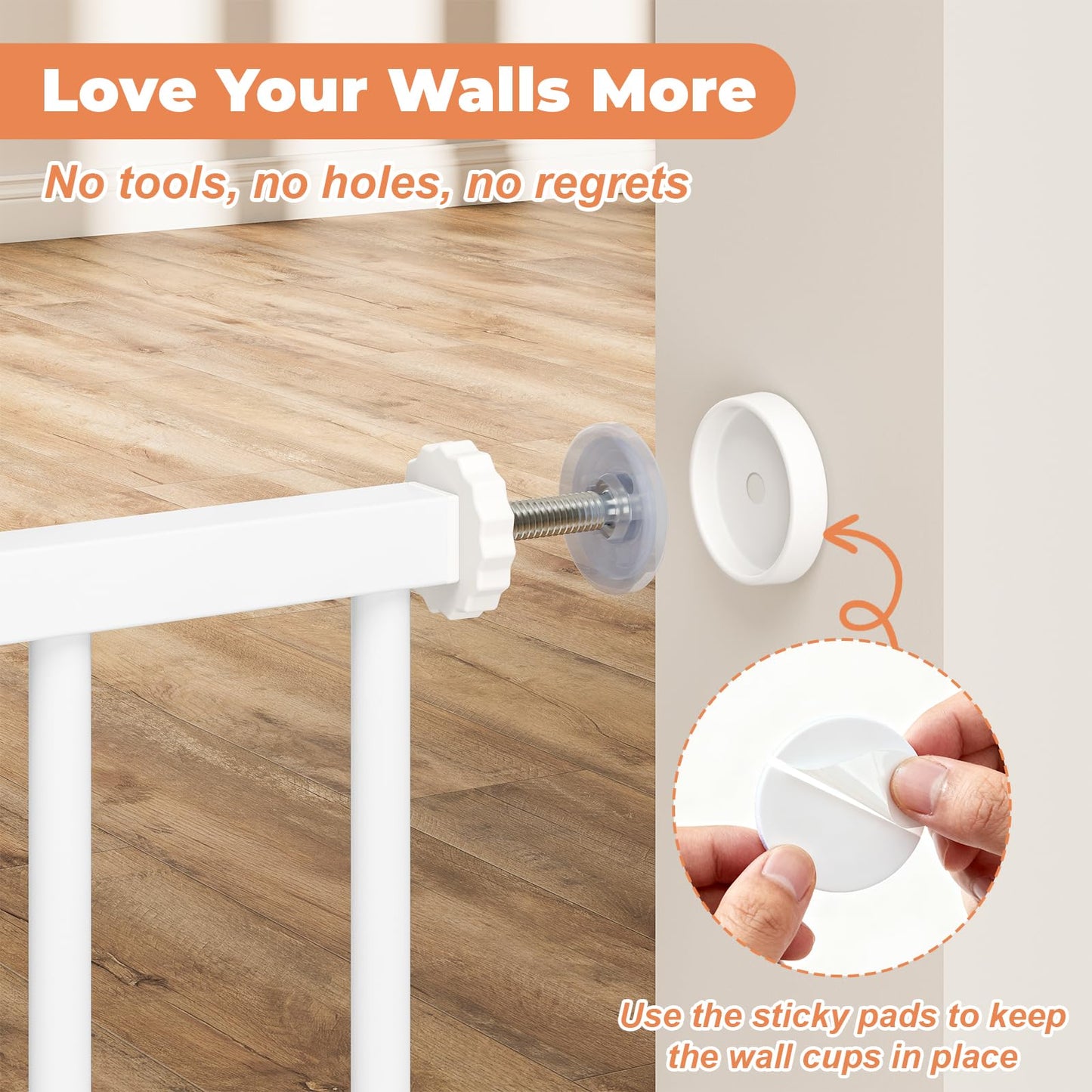 Cideny Baby Gate No Drilling, 29"-40" Auto Close Dog Gate Indoor for Doorways & Stairs, Pressure Mounted Adjustable Pet Gate, Easy Walk Through Child Gate for Children & Pets Stroller Friendly, White