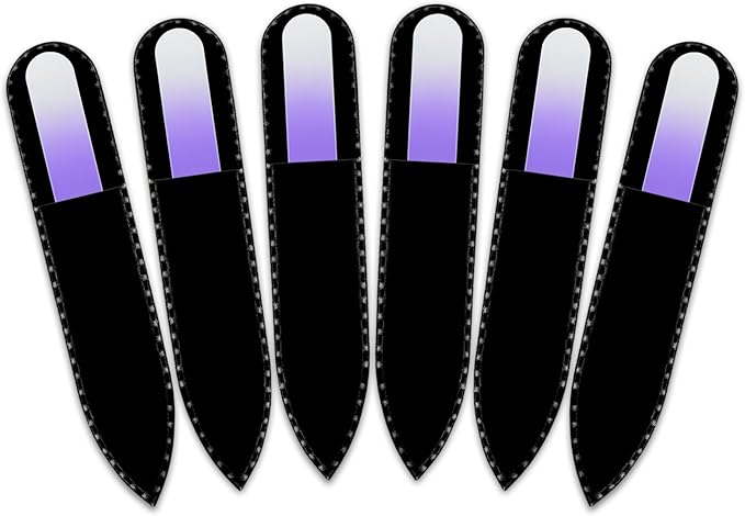 Mont Bleu Rainbow Crystal Nail File in Black Pouch - Small/Purse Size - Czech Tempered Glass - Handmade in Bohemia (Czech Republic)