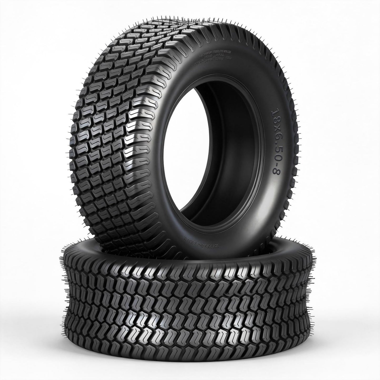 MOTOOS 18x6.50-8 Lawn Mower Turf Tires (Set of 2), 4 Ply Turf S Pattern 18x6.5x8 Tubeless Tires for Lawn & Garden Riding Mower Tractor Golf Cart Utility Vehicles