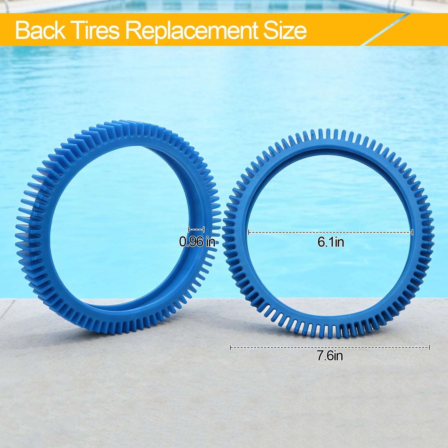 Pool Cleaner Tire Combo Kit for Hayward Pool Vacuums fit for Poolvergnuegen with Super Hump Front 896584000-143 and Rear Tires 896584000-082 Robot Vacuums(2pcs front tires + 2pcs back tires)