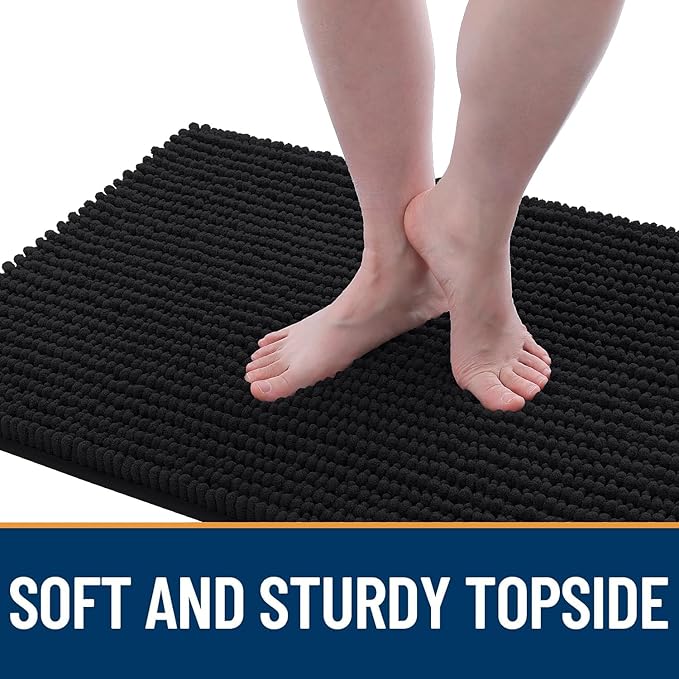 OLANLY Dog Door Mat for Muddy Paws 36x24, Ultra Absorbent Chenille Mud Doormat, Non-Slip Washable and Dirt Trapping Doormat for Indoor Entryway, Quick-Dry Indoor Pet Bed Mats for Dogs, Black
