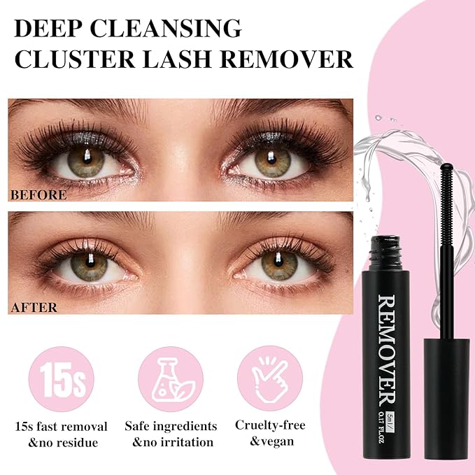 Mayhug Lash Bond and Seal with Lash Glue Remover and Tweezers for Lash Extension Clusters Fast Removal, Waterproof Eyeash Glue Lash Extension Remover Lash Applicator Tools for Beginners