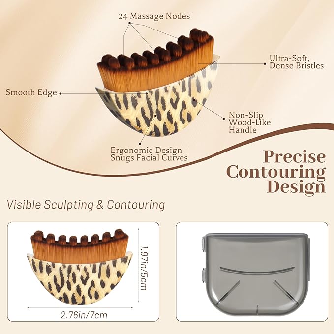 Lymphatic Contour Face Brush, Lymphatic Drainage Brush with Soft Bristles, Gua Sha for Sculpting, Anti-Puffiness, Lift & Tighten, Ergonomic & Hypoallergenic, Suitable for All Skin Types