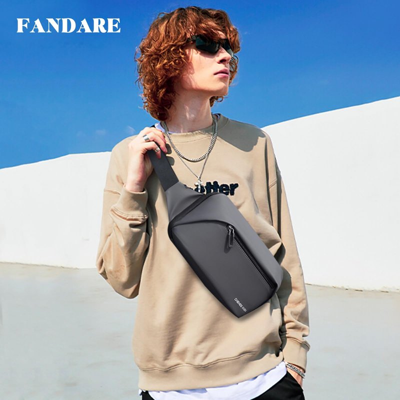 FANDARE Sling Bag Small Crossbody Shoulder Bag Backpack for Men Casual Lightweight Personal Flex Chest Pack Everyday Carry Bag for Tactical Travel Work Outdoor Hiking Cycling Grey