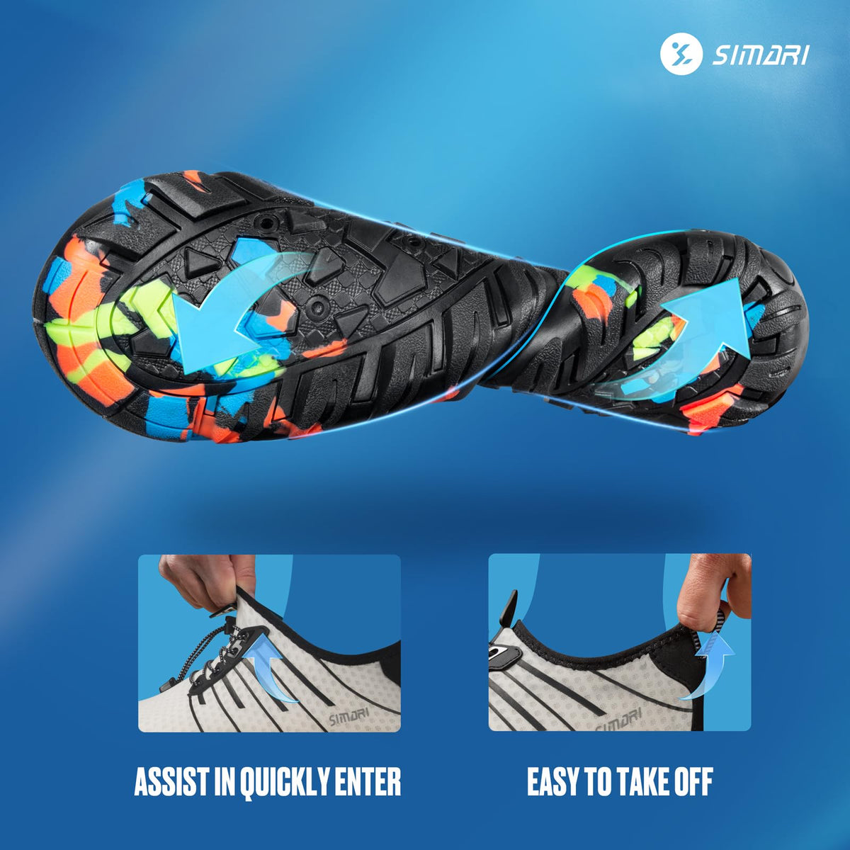 SIMARI Water Shoes for Women Men - Barefoot Quick-Dry Aqua Socks | Lightweight Swim Shoes for Surfing, Swimming, Beach Sports, Kayaking, Diving | Non-Slip Design