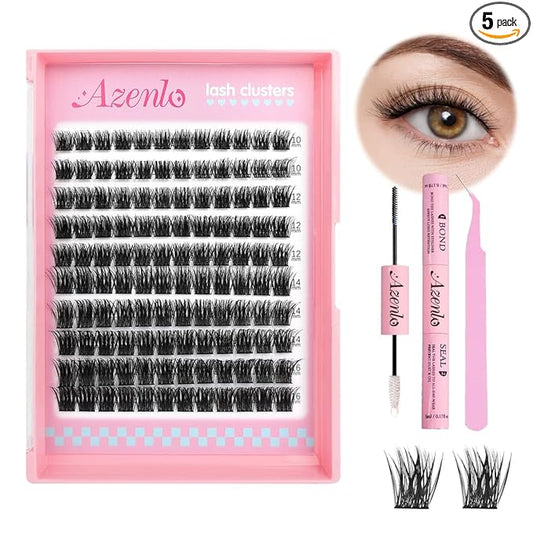 Natural Lash Clusters Kit Wispy Eyelash Clusters 120 pcs Cluster Eyelash Extensions C Curl Individual Lashes 10-16 mm Mix Length Natural Look Lashes Clusters with Thin Lash Band（02D-Lash KIT)