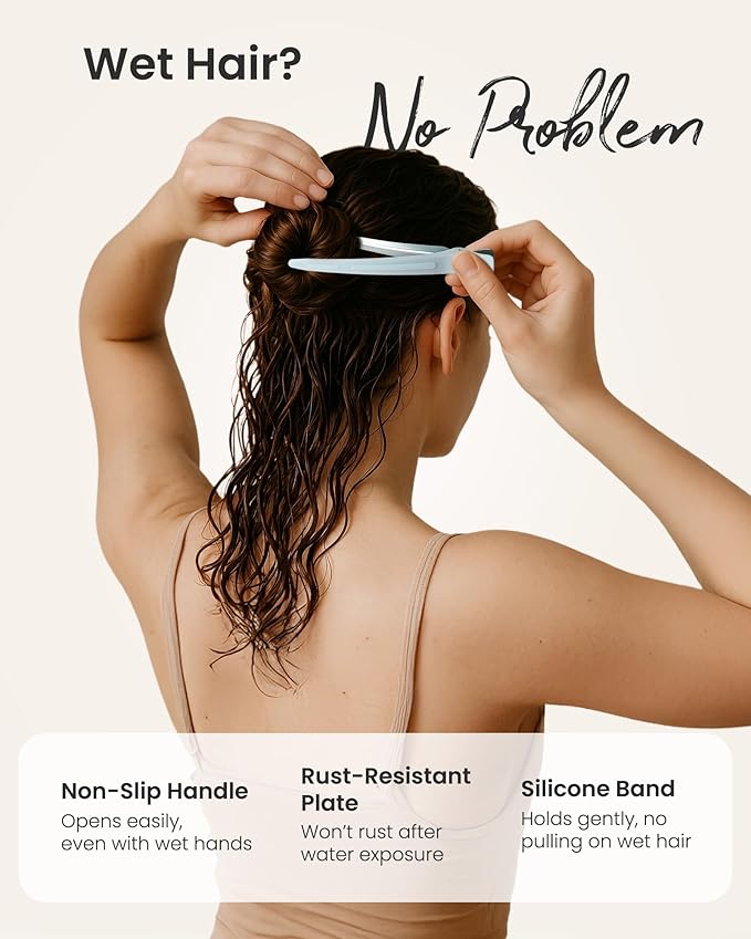 AIMIKE Extended Sectioning Hair Clips w/Built-in Silicone Band, 4.8" No-Crease Non-Slip Hair Styling Clips for Thick, Long Hair – Blow Drying,Hair Rollers, Rust-Free –6 Pack, Morandi Misty Trio Series