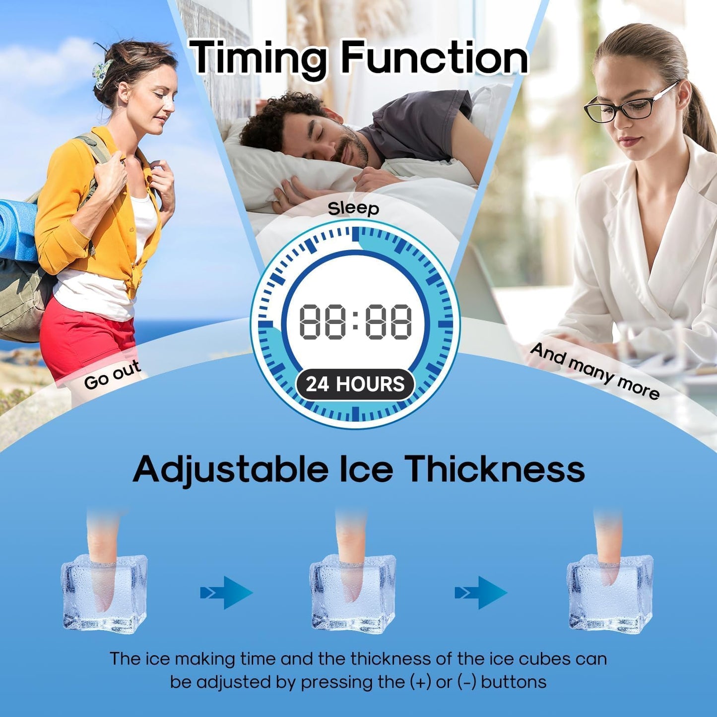 ICEPURE 15" Under Counter Ice Maker with Drain Pump, 90lbs/24H, Self-Cleaning, Smart Reminder, 24H Timer, ETL FCC, Built-in or Freestanding for Residential and Commercial, Stainless Steel