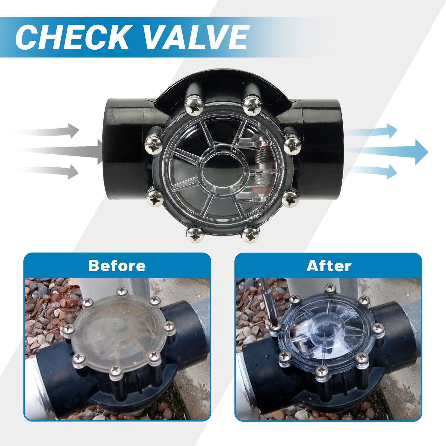 Aumzong 7305 Check Valve Replacement for Jandy 2 Inch to 2-1/2-Inch Check Valve pvc 180-Degree Compatible with Pool and Spa