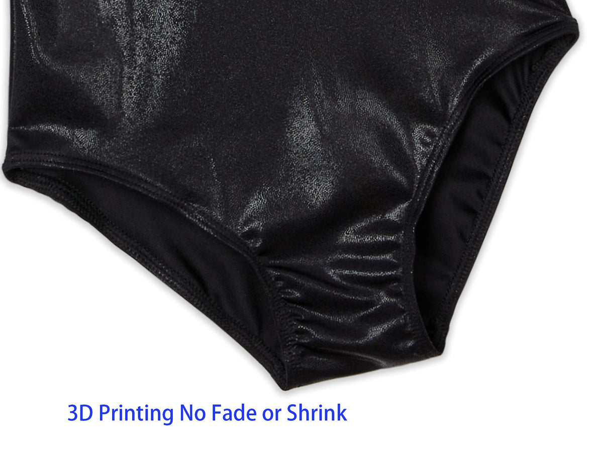 Domusgo Leotard for Girls Gymnastics Size 4t 5t Sparkly Black Tumbling One Piece Long Sleeve Outfits