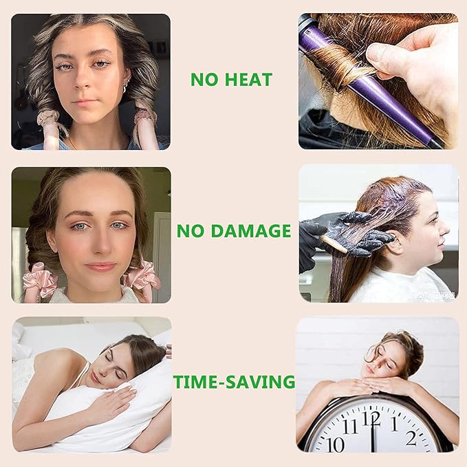 Heatless Hair Curlers for Long and Medium Hair,Silk Curls Headband with Gift Box,Satin Curling Rod Headband,No Heat Rollers to Sleep in Overnight(Pink)