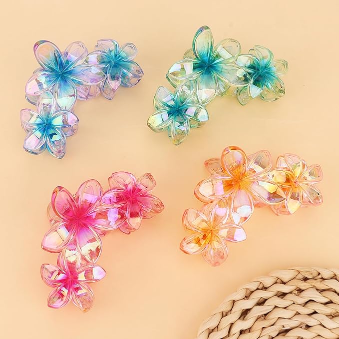 Hawaiian Flower Hair Clips Large Matte Hair Claw for Women Non-Slip Strong Hold Clips for Thick Hair, Hair Accessories for Women and Girls