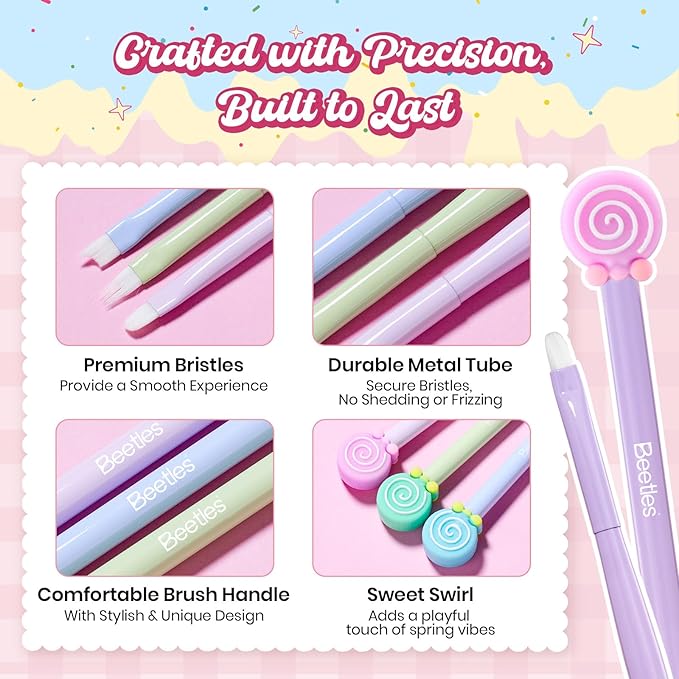 Beetles Spring Nail Art Brushes 6pcs Ã¢ÂÂ Sweet Swirl Nail Art Tools Liner Brushes for Nails Dotting Tool Gradient French Manicure Design Pen with Floral Palette, Brush Holder, DIY Gift for Women