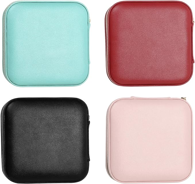 Jewelry Case with Mirror, Small Travel Jewelry Organizer, Portable Jewelry Box Mini Organizer Display Storage Box For Rings Earrings Necklaces (4Color - 4packs)