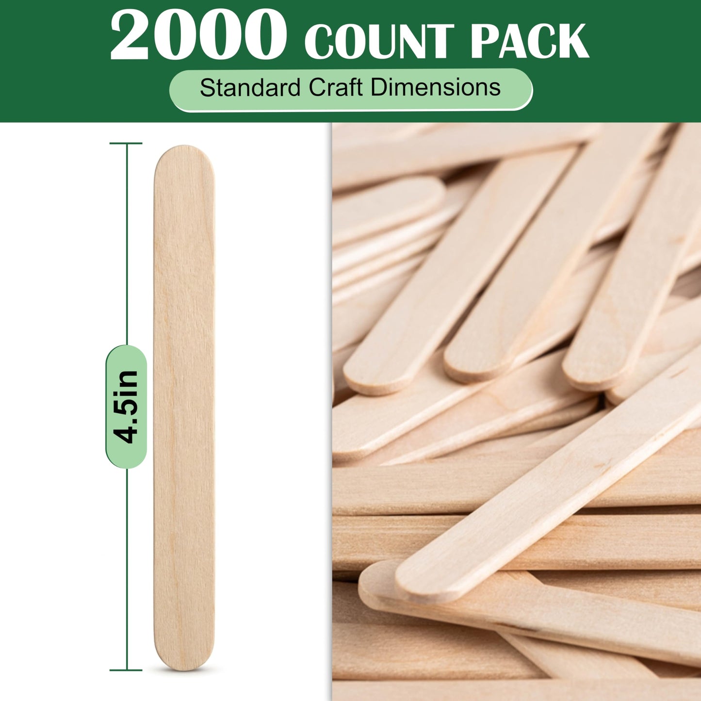 Perfect Stix 2000 Count Wooden Craft Sticks. Regular Size 4.5 inches