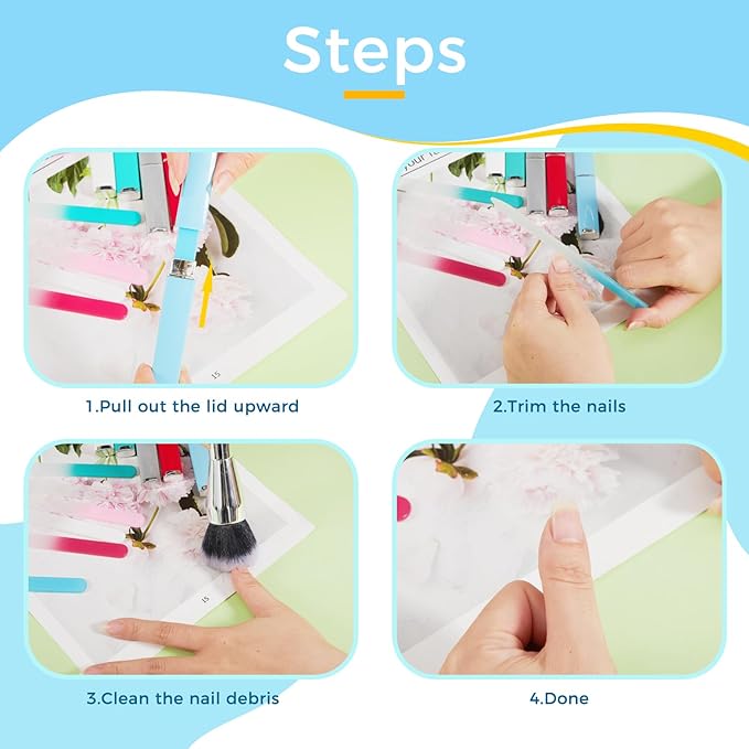 6 Pieces Both Sides Glass Nail File Crystal Glass Nail Files for Natural Nails with Case Glass Files for Nails Finger Nail Files for WomenÃ¯Â¼ÂLight ColorÃ¯Â¼Â