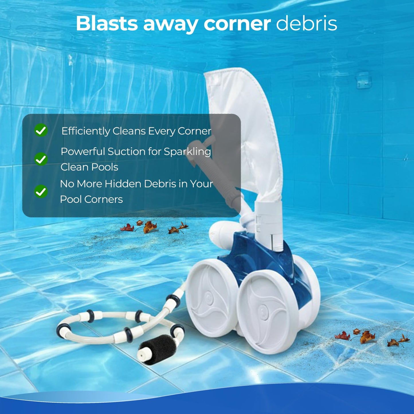 Hypolinx Polaris-Compatible B5 Complete Sweep Hose - Restores Cleaning Power for Polaris 280, 380, 180, 480 Pool Cleaners - Includes Tail Scrubber, Wear Rings & Clamp(NOT for 360)