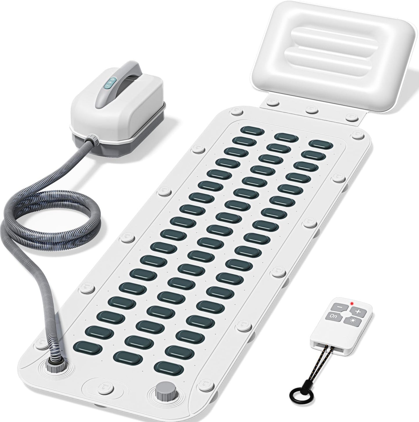Flgocexs Bubble Bath Mat,Full Body Waterproof Spa Mat for Bathtub, 6-Speed Bubbles, Remote Control & Non-Slip Suction Cups for Home Relaxation