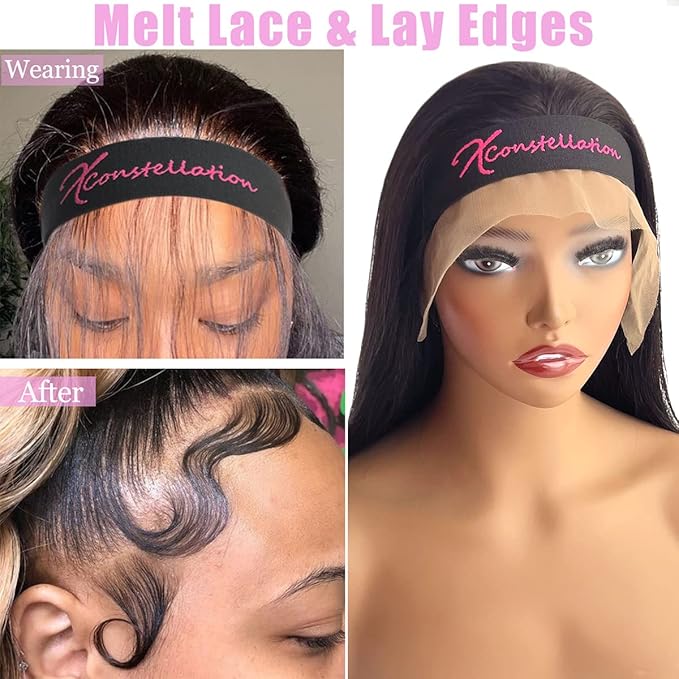 Elastic Bands For Wig Band For Edges 2 Pcs Lace Melting Band For Wigs Elastic Band For Lace Frontal Melt Adjustable Magic Buckle Edge Wrap To Lay Edges Keeping Wig Grip Wig Accessories