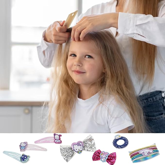 Hello Kitty and Friends Hair Accessories Mini Gift Bag Set, Includes Hair Bows, Hair Clips, Hair Ties for Girls Kids, for Birthdays, Parties, Sleepovers & Makeovers by Townley Girl