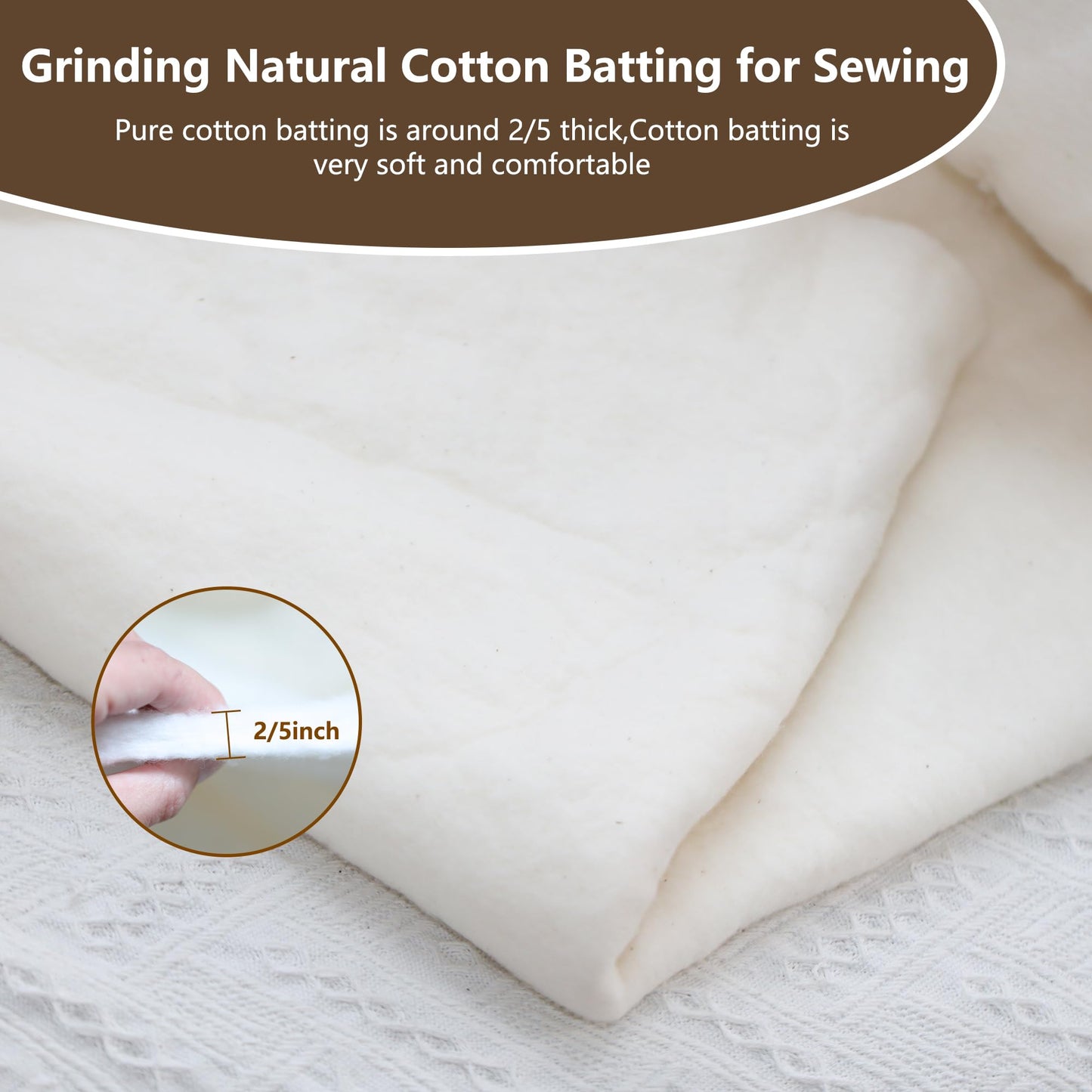 RRKTP Natural Cotton Batting for Quilting,36" x 10 Yards Batting for Quilts, Microwave Safe for Bowl Cozies,Cotton Lightweight Lining for Potholders Quilting, Batting for Sewing Handmade Quilts&DIY