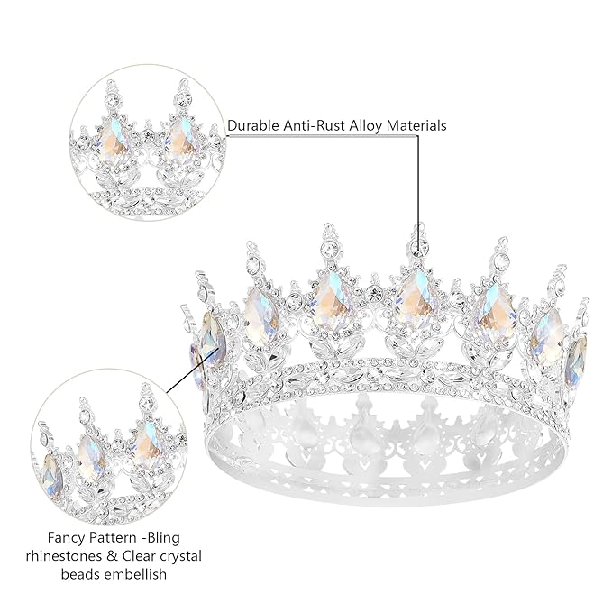 YOUlDIANZI Queen Crown Rhinestone Wedding Crowns and Tiaras for Women Costume Party Hair Accessories Princess Birthday Crown Crystal Bridal Crowns