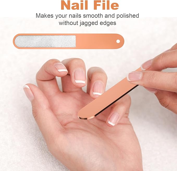 DUCOO Nail Clipper Set, 4 PCS Ultra Sharp Nail Clippers for Men, Women, Adults Toenail Fingernail Clippers, Stainless Steel Nail Cutter & File, Rose Gold