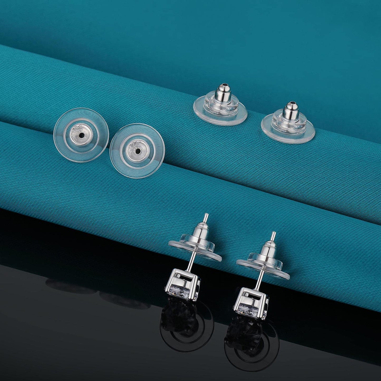 Catinee 3 Pairs Earring Backs - 925 Sterling Silver Replacements, Adjustable Hypoallergenic Locking Earring Backs Fit 0.028-0.039inch Post (Silver & Gold)